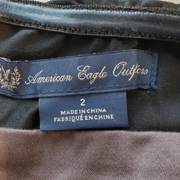 AMERICAN EAGLE SZ 2 Purple/Taupe Pleated design Gathered Skirt Strapless Dress - Picture 6 of 7